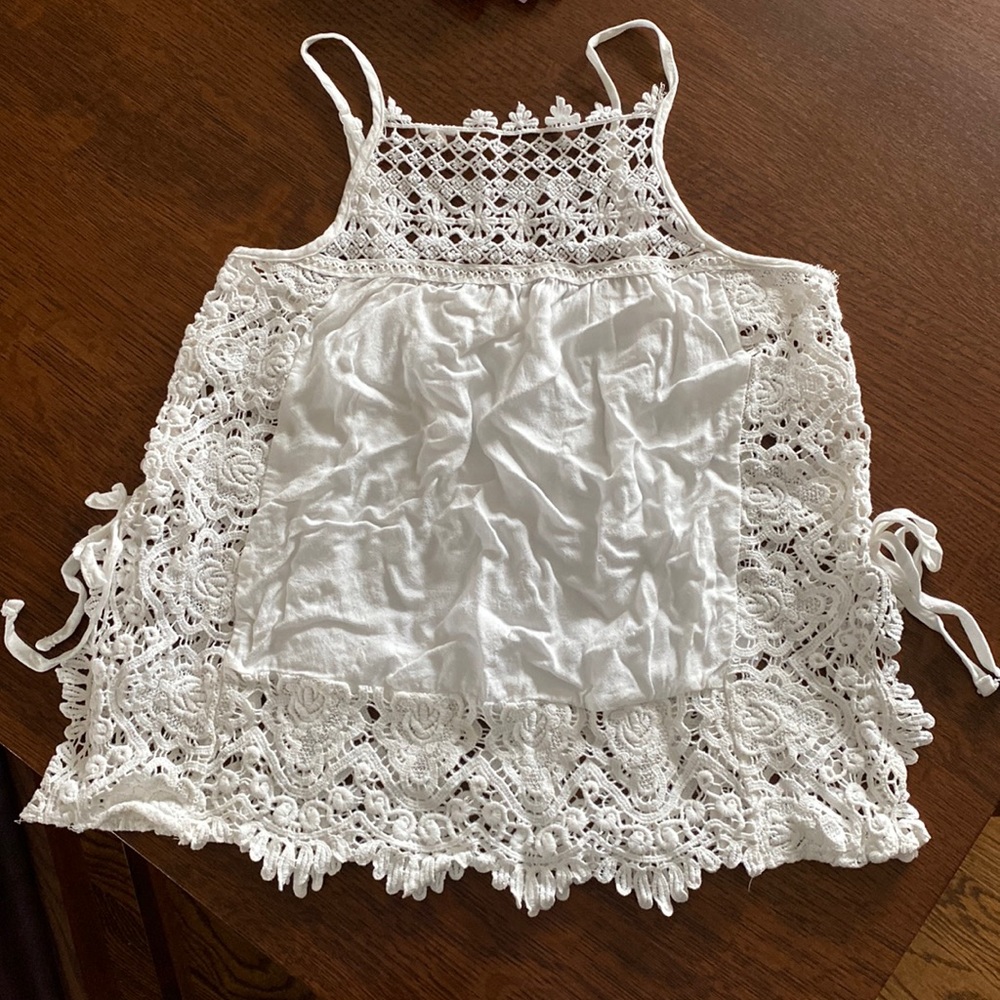 high neck crotchet tank top
